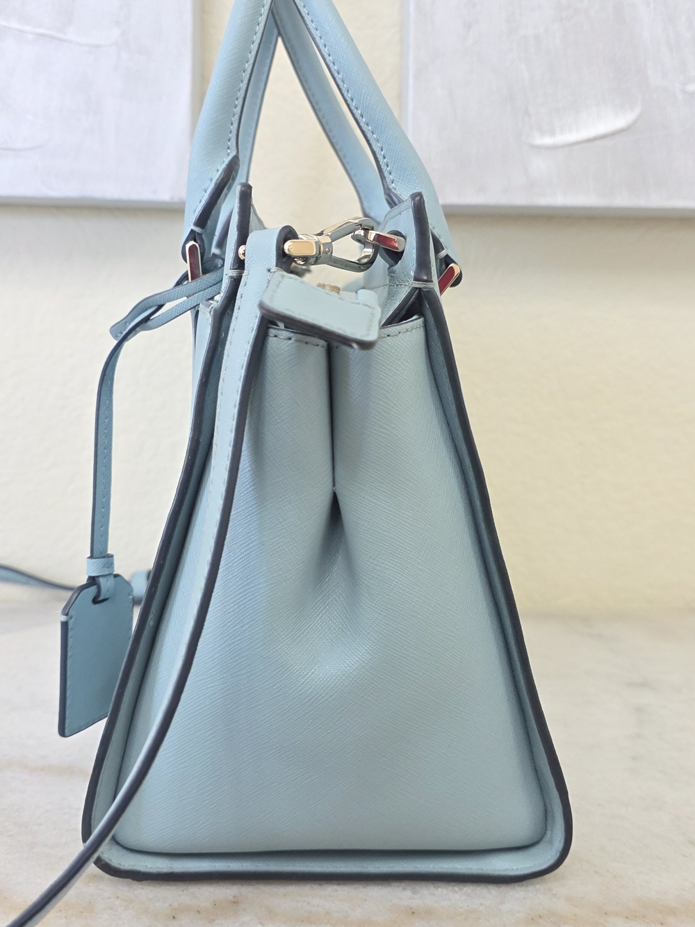 Kate Spade Cameron Medium Satchel Seaside Light Blue Saffiano Leather - Picture 4 of 16